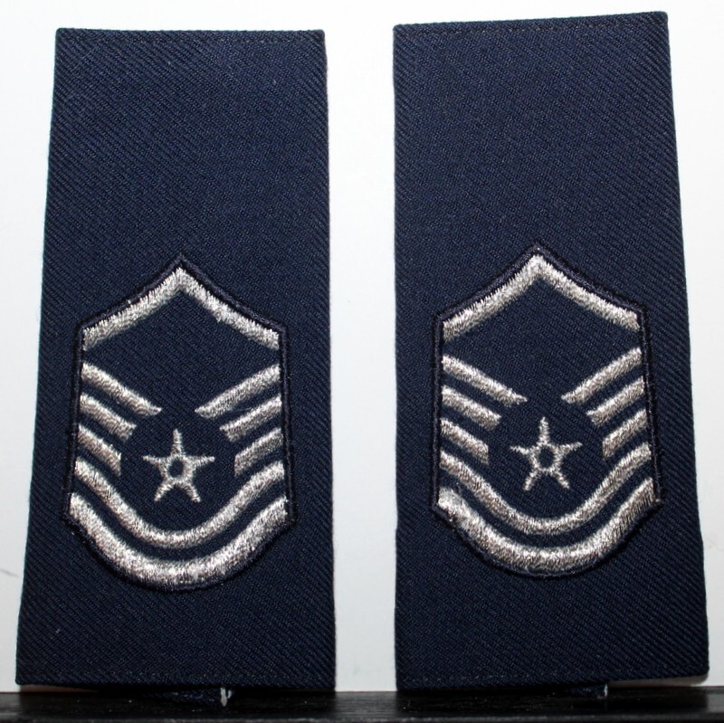 USAF Master Sergeant Epaulet Soft Shoulder Boards Large Dress Blues Uniform