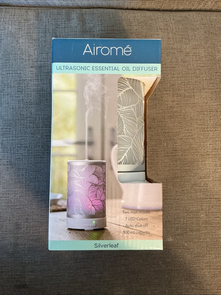 Airome Ultrasonic Essential Oil Diffuser Silver Leaf New