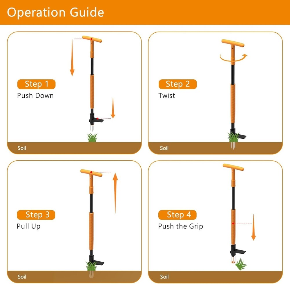 Weed Puller Tool, Fully Stand Up Weeding Tool With 3 Claws - Zero Bending and...