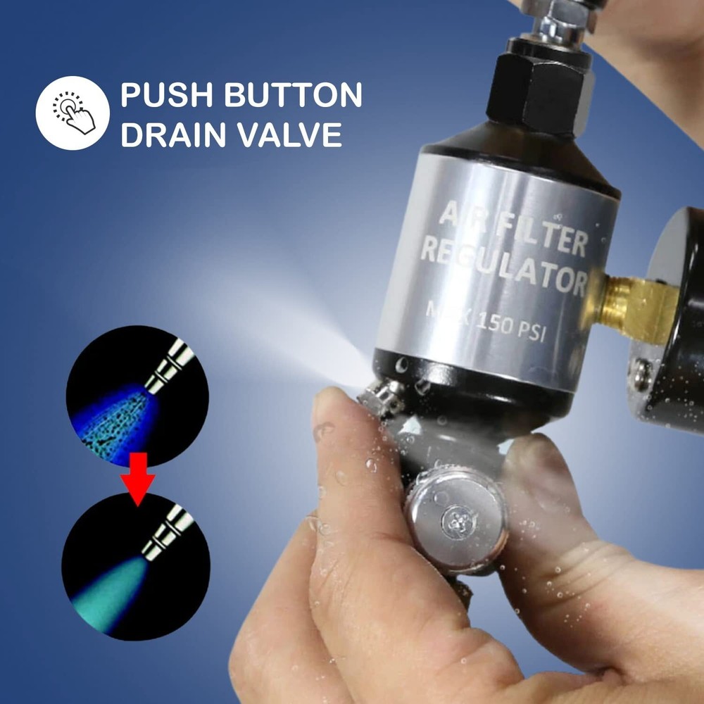 LE LEMATEC Air Compressor Regulator & Air Compressor Water Separator with Gau...