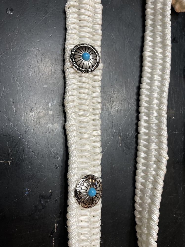 Breast Collar White With Turquoise ￼and Silver Conchos.