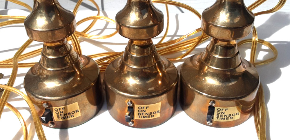 3x Brass Electric Sensor Timer Window Christmas Candles Light w/Switch 4 bulbs