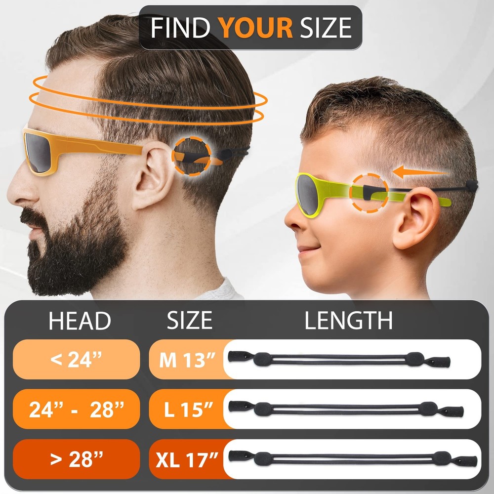 Glasses Strap Holder - No-Tail Eyeglass Strap Cord String - Adjustable Eye Gl...