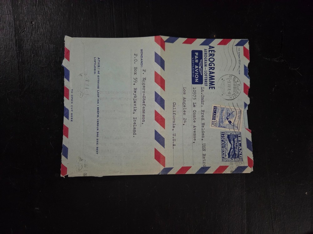 Iceland Aerogram 1961 to USA