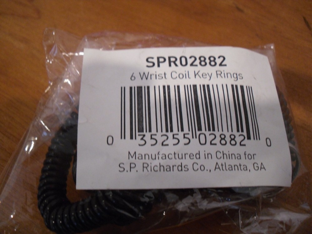 Universal Wrist Coil Plus Key Ring Plastic Black 6/Pack SPR02882