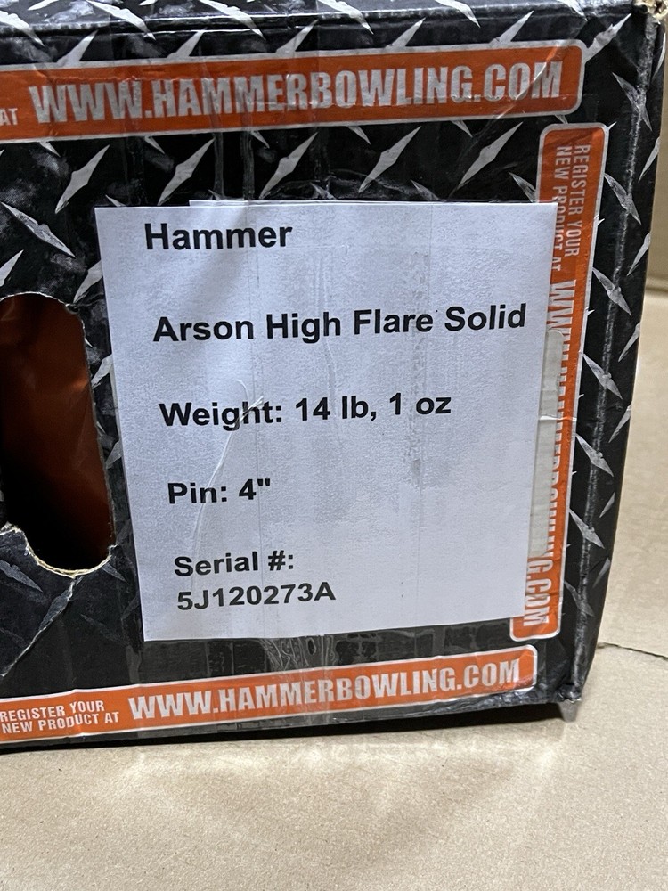Hammer Arson High Flare Solid 14 lb Bowling Ball New without Original Box