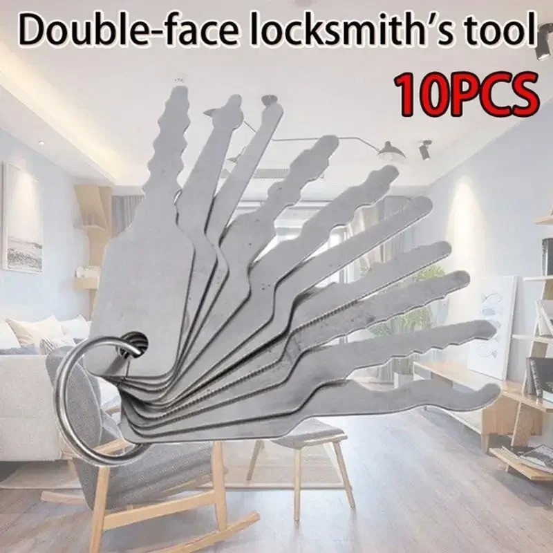 10Pcs Stainless Steel Master Key Skeleton Lock Shape Emergency Tool Replacement