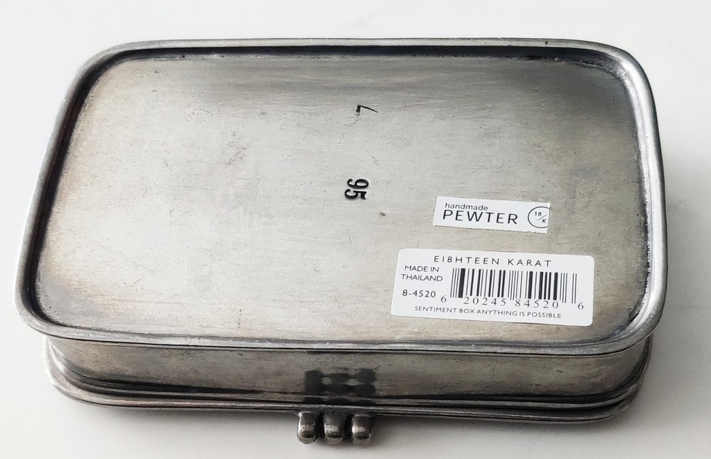 'anything is possible Pewter Keepsake Box Handmade In Thailand