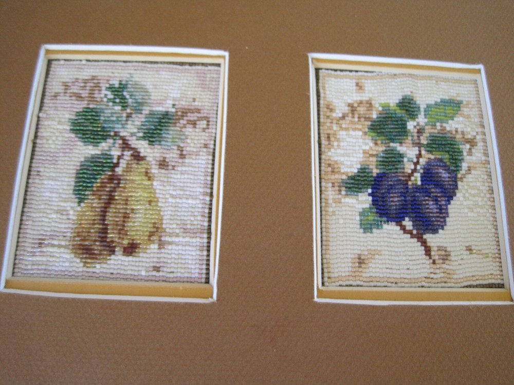 Beaded Cross Stitch Matted In Frame Fruit 20" x 8"