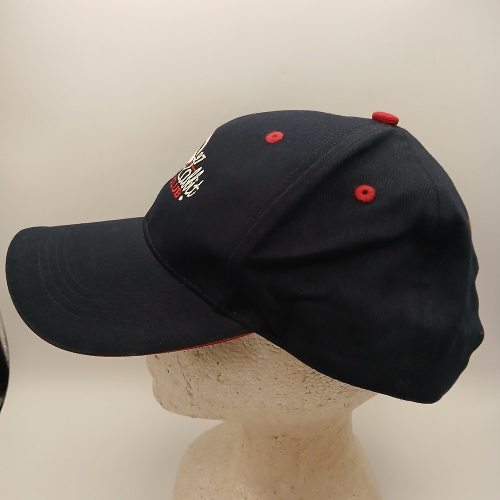 Dancing Rabbit Golf Club Hat Cap Ahead Strapback Navy Blue White Red Script Flag