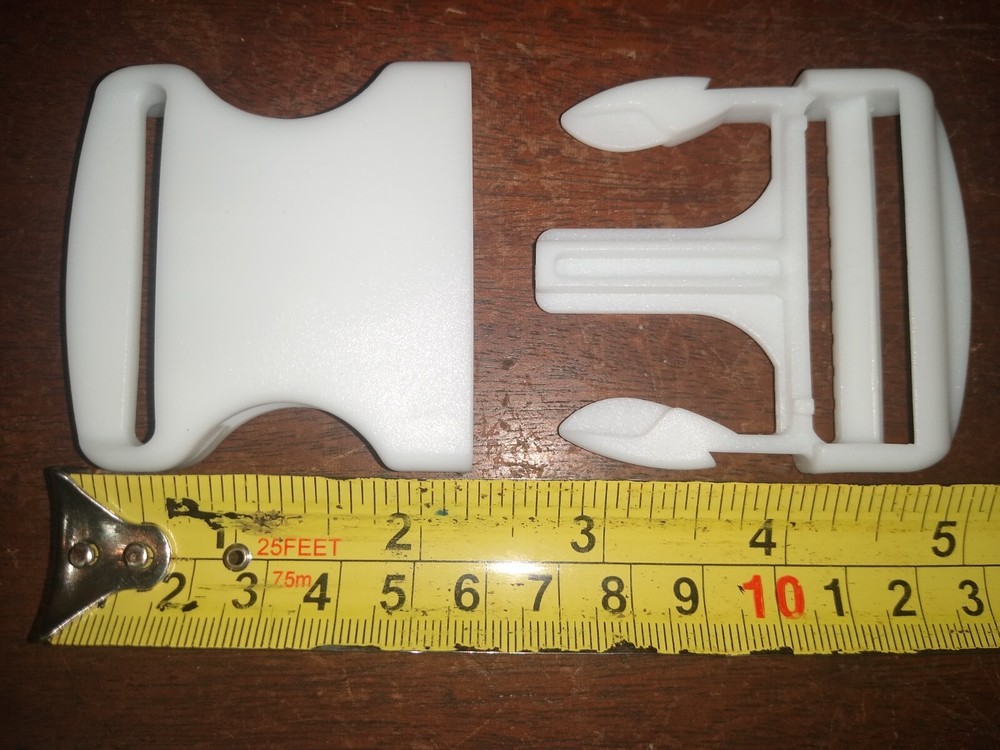 Single White Plastic Side Release Buckles - 2 Inch Wide Heavy Duty