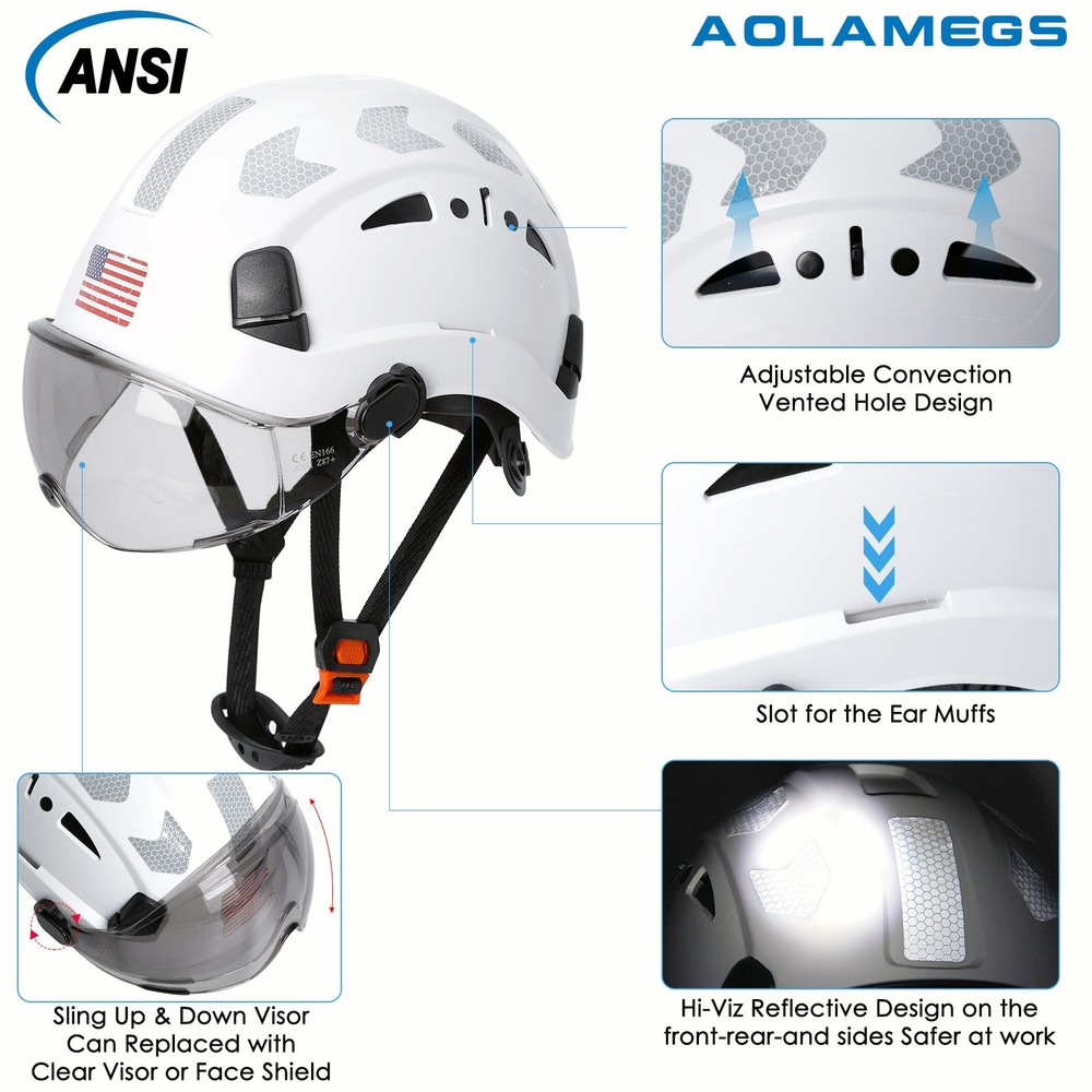 Safety Helmets with Visor Hard Hat with Goggles Rescue Construction Working Cap