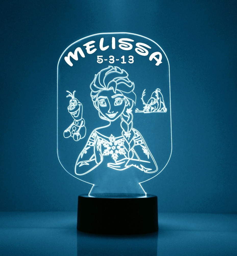 Frozen Personalized FREE Disney Elsa LED Night Light Lamp with Remote Control