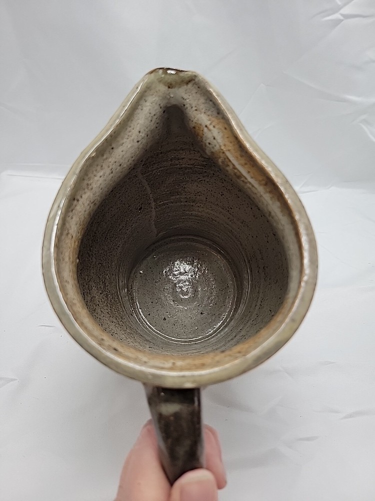 Unique Vintage Hand Thrown Pitcher Signed Salt Glaze