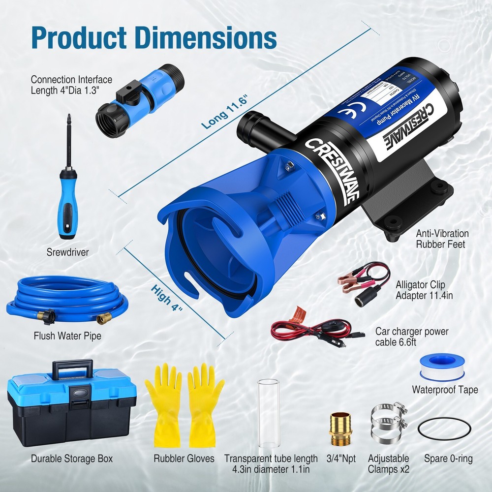 RV Macerator Pump 12V 12GPM Heavy-Duty Self-Priming Macerator Pump for RV