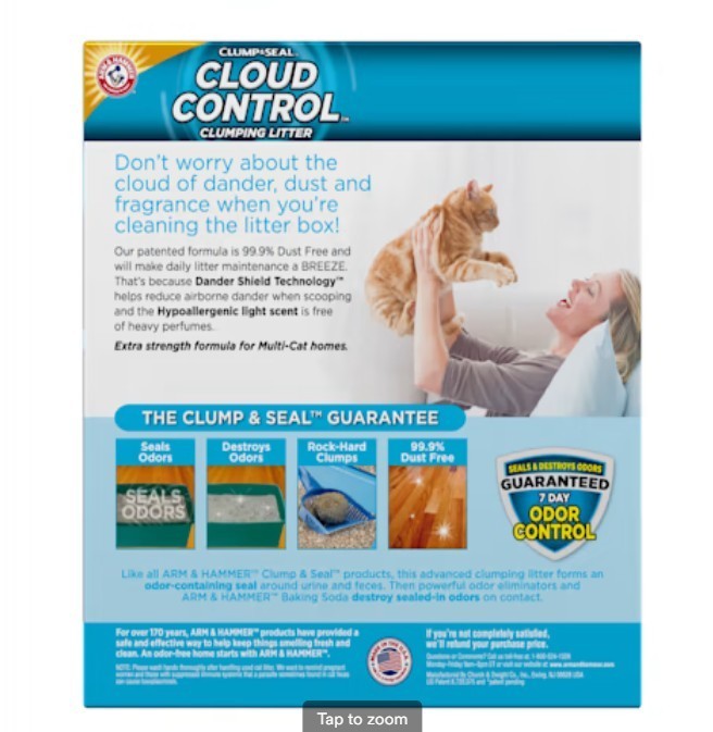 4 Pack Arm & Hammer Clump & Seal Cloud Control Multi-Cat Clumping Litter, 28 lbs