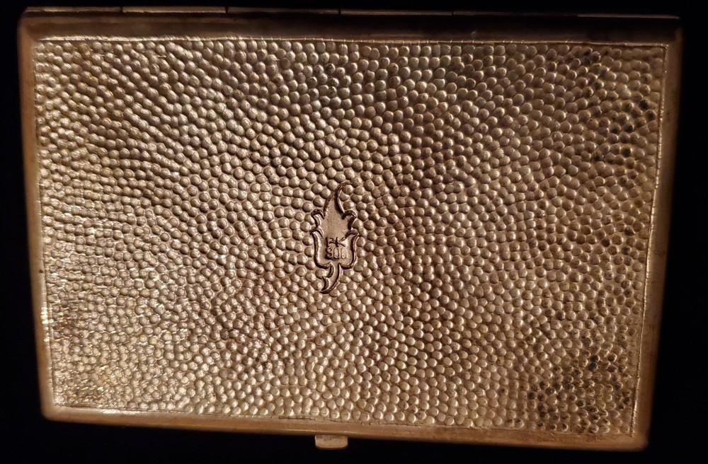 Antique 800 Silver Thistle Design Repousse Hammered Cigarette Case