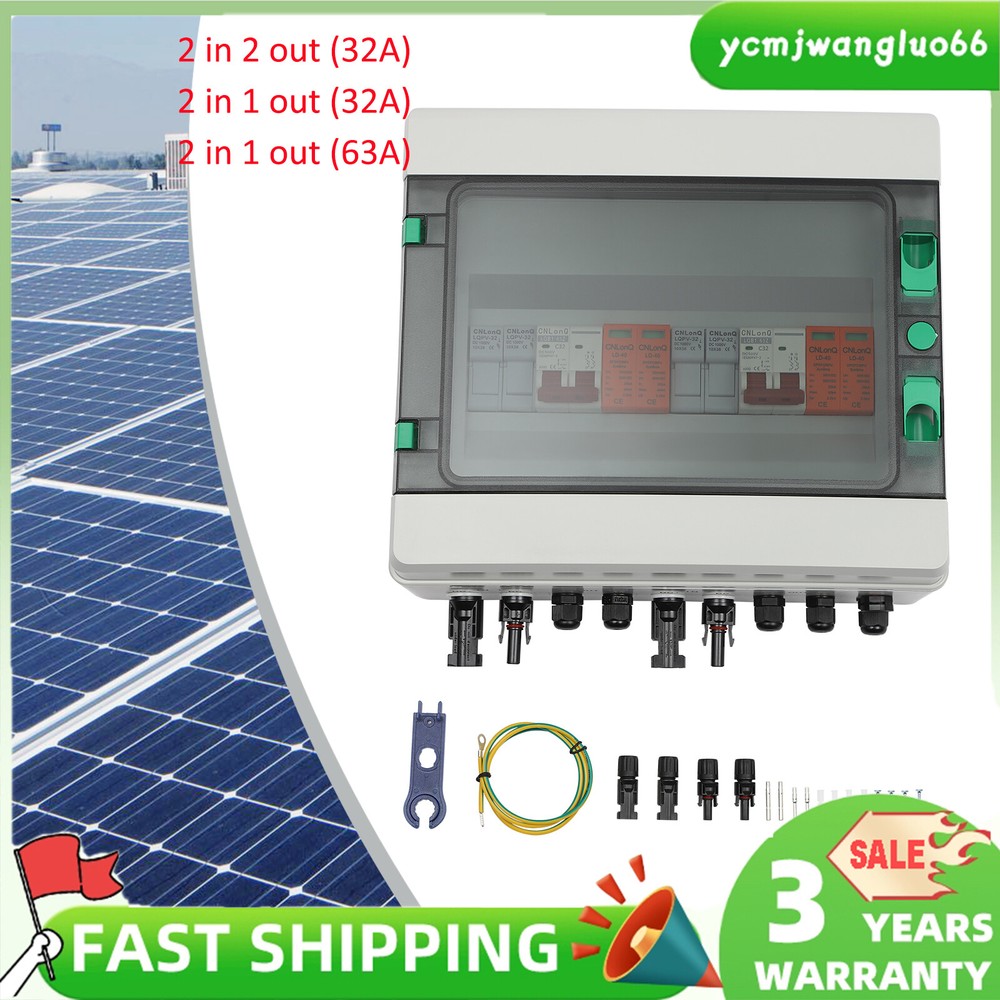 DC 500V/1000V Solar PV Combiner Box 2 Strings Circuit Breaker For Solar Panel