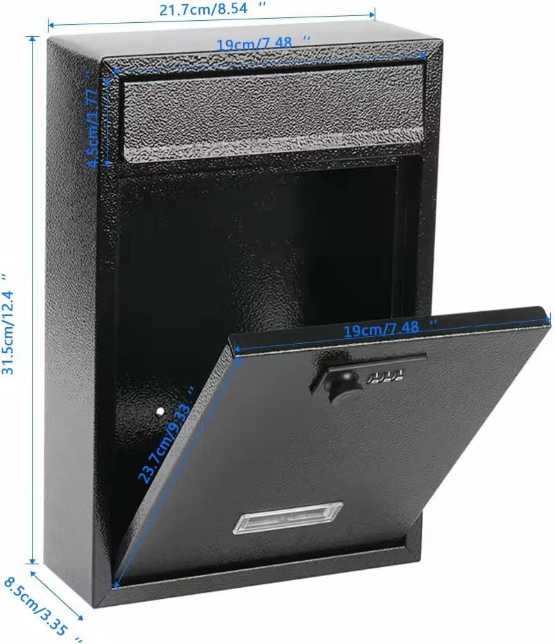 Mailbox Wall Mount With Lock Key Drop Box Parcel Cash Money Safe Mail Security