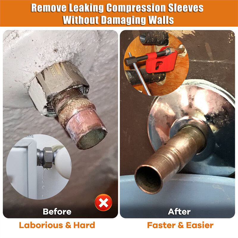 Red Compression Sleeve Puller Tool Remove Ferrule & Nut of Pipe Plumbing Tools