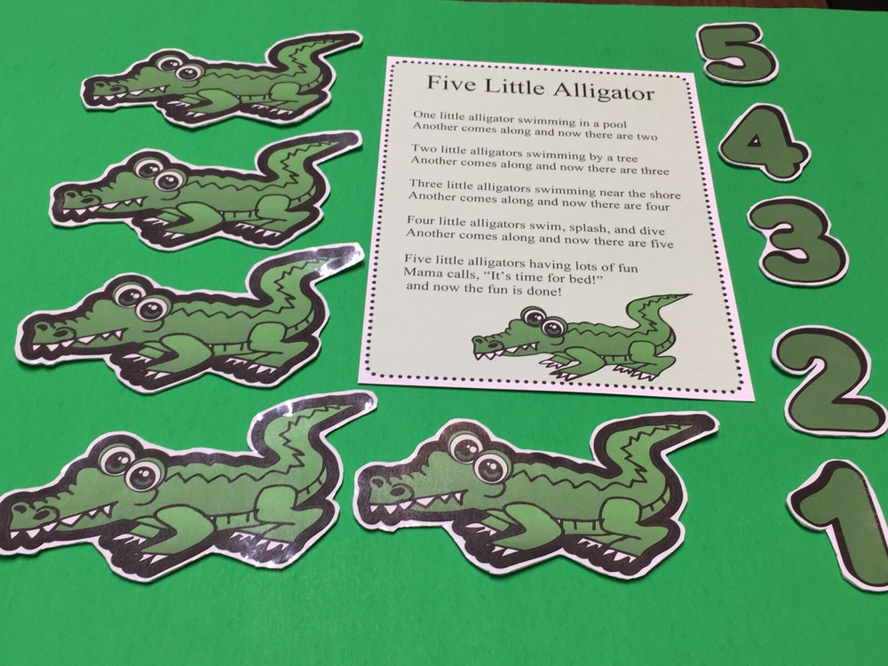 Five Little Alligator Flannel Board Set - Laminated Activity Set - Teaching