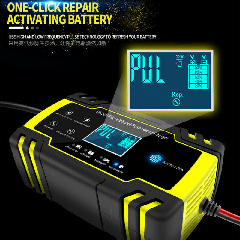 Automatic LCD Display Fast Charging Motorcycle Battery Charger Maintainer Tool