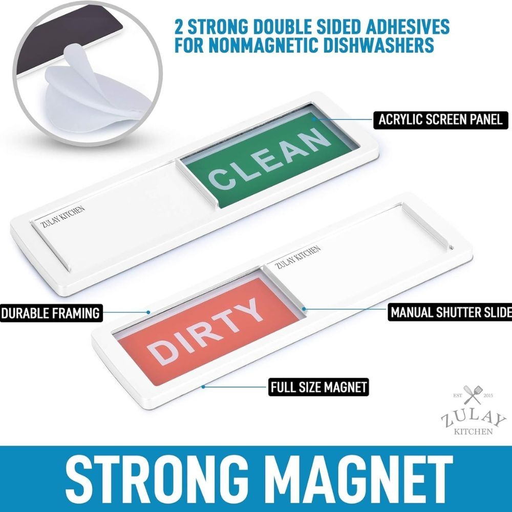 Zulay Kitchen Clean Dirty Dishwasher Magnet Sign