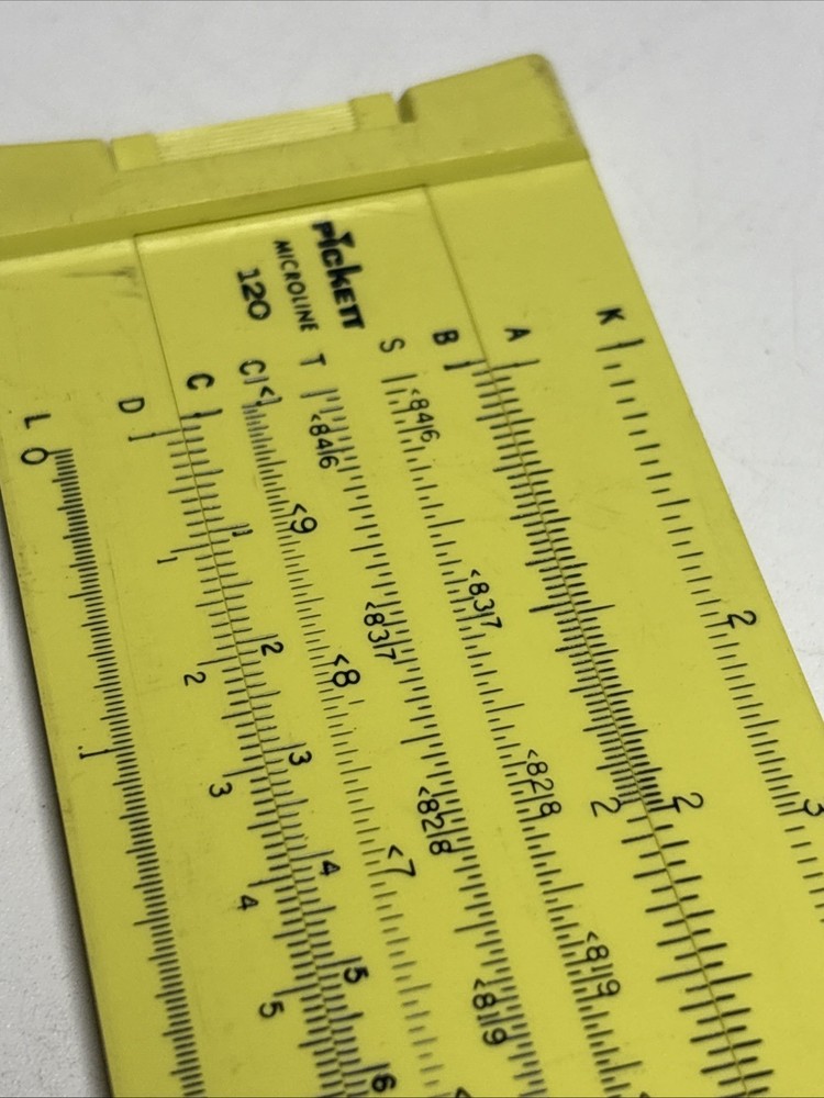 Vintage Pickett Microline 120 Yellow Slide Rule Engineering Math Tool No Case