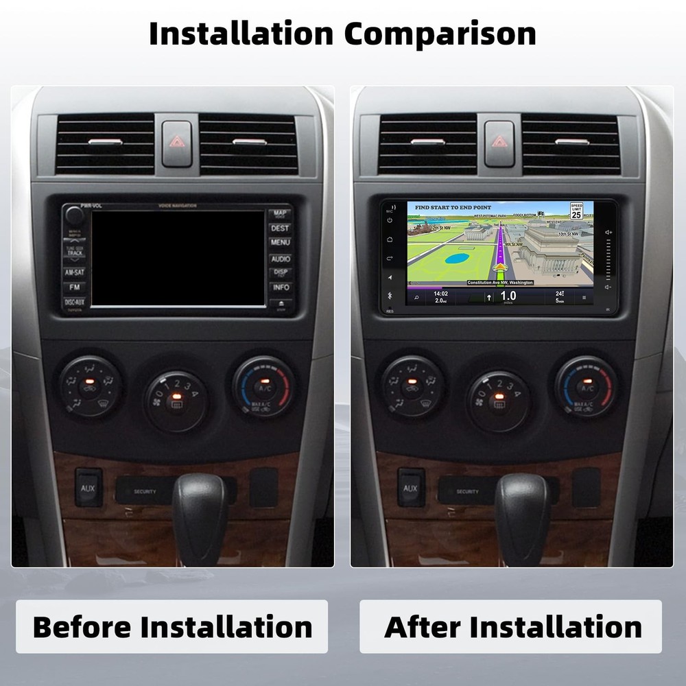 Corolla 2009-2013 7" Android14 Stereo Wireless Carplay GPS Bluetooth Camera