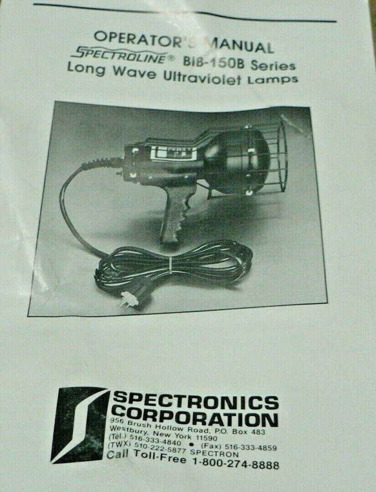 Spectroline B1B150B LONG WAVE ULTRAVIOLET LAMP