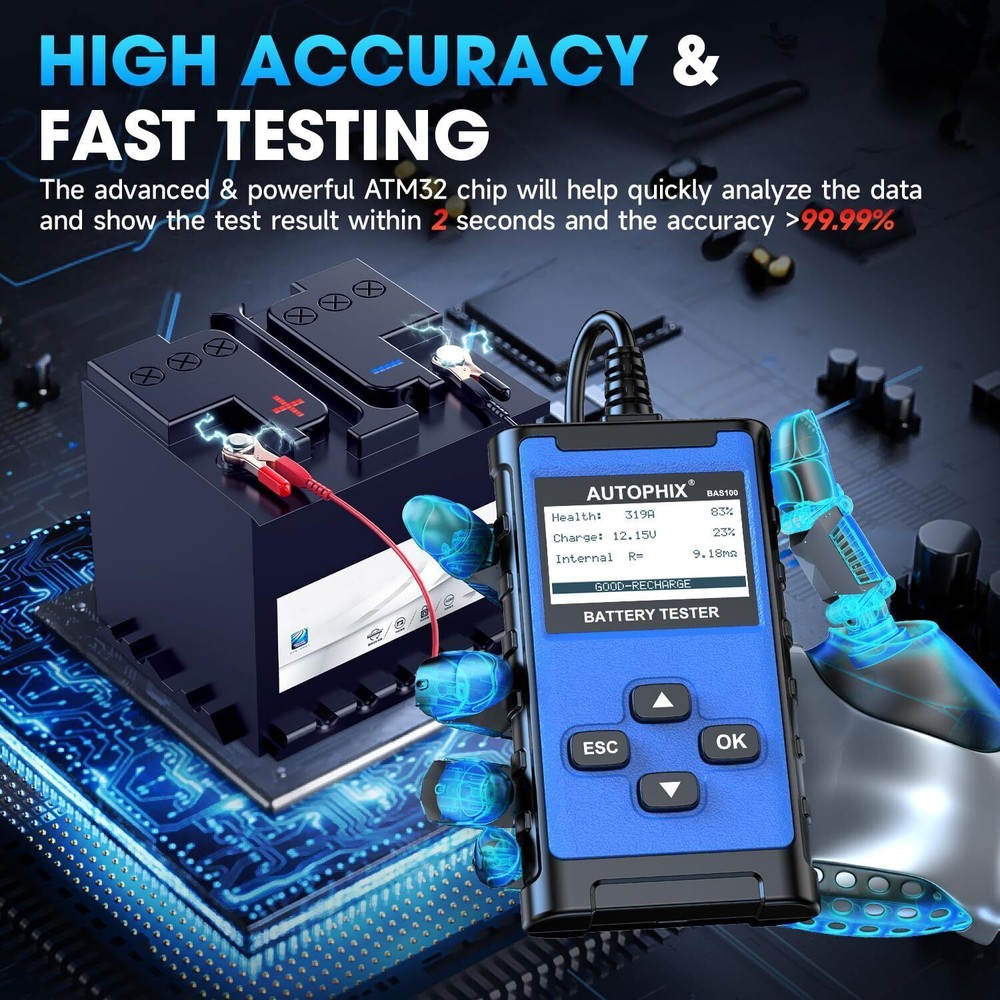 AUTOPHIX BAS100 Car Battery Tester 24V 12V Load Tester Charging System Analyzer