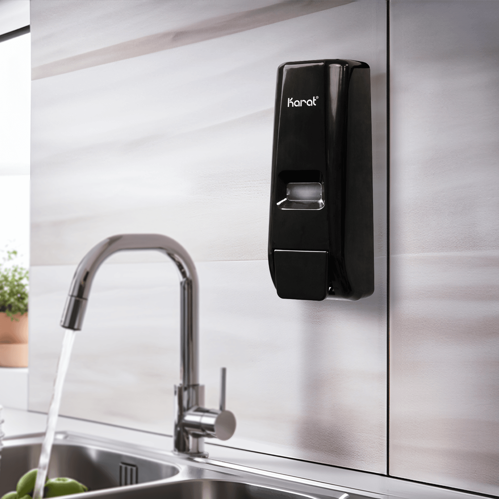Karat 13.5oz Hand Soap Refillable Liquid Dispenser, Stand/Wall Mount, Black