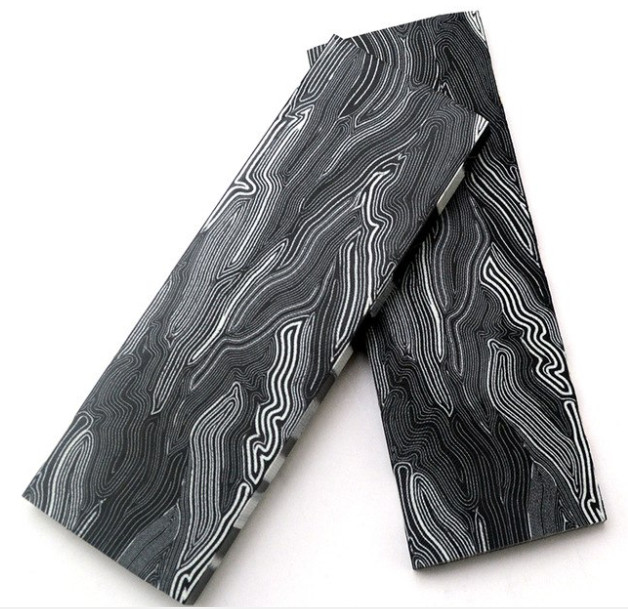 2 Pieces Damascus Pattern Knife Handle Material Scales Blank Glass Fiber