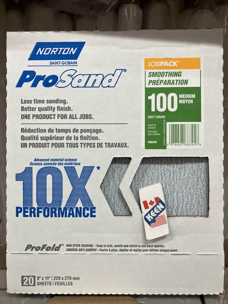 Norton CANADA ProSand 9" x 11" Sanding Sheets 100 Grit 20pack