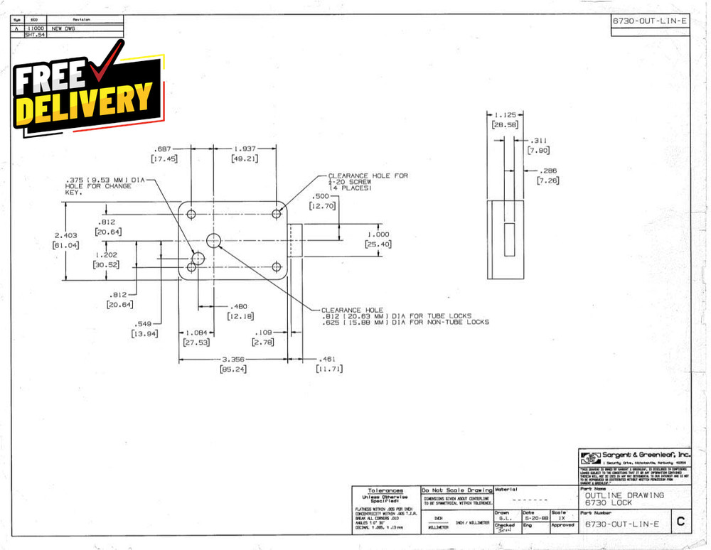 S&G Model 6730-100 Mechanical Safe Lock Kit