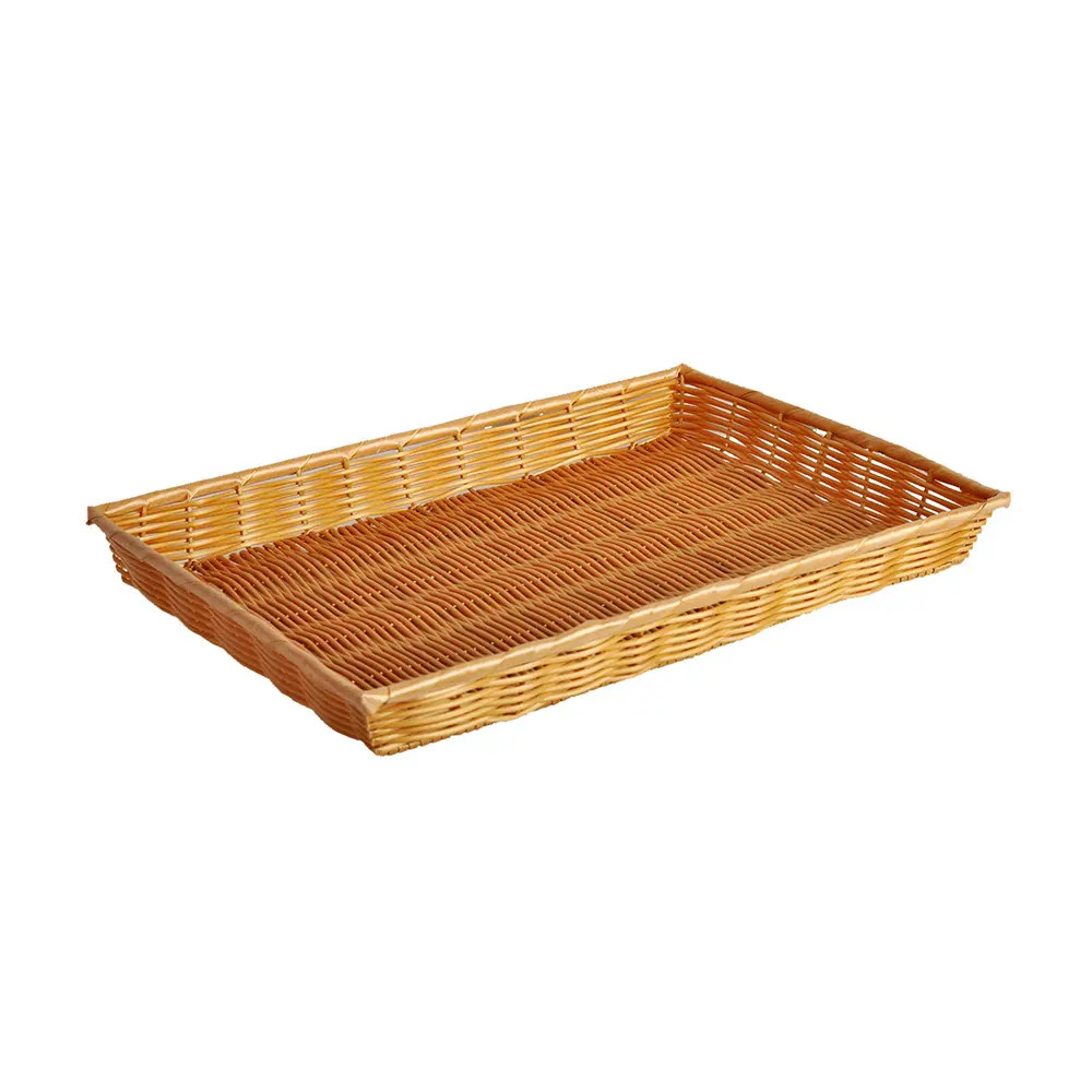 Thunder Group 18" x 13" x 2" Natural Tan Polyproylene Rectangular Basket