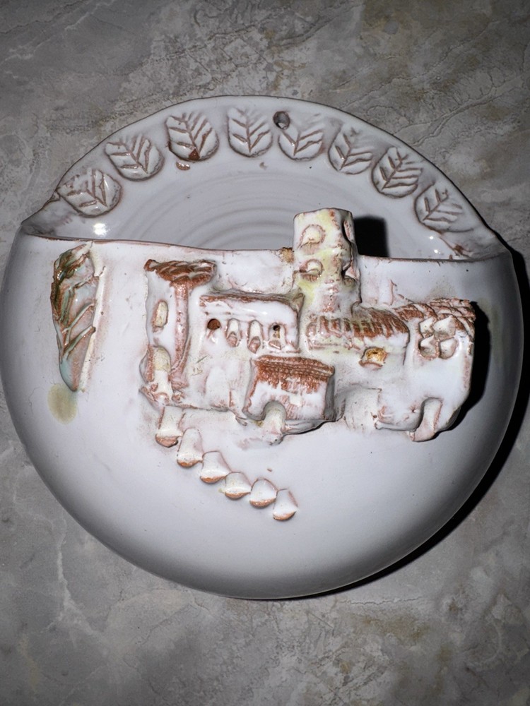 Handmade Studio Ceramic Pottery Wall Planter Mediterranean Design 6”
