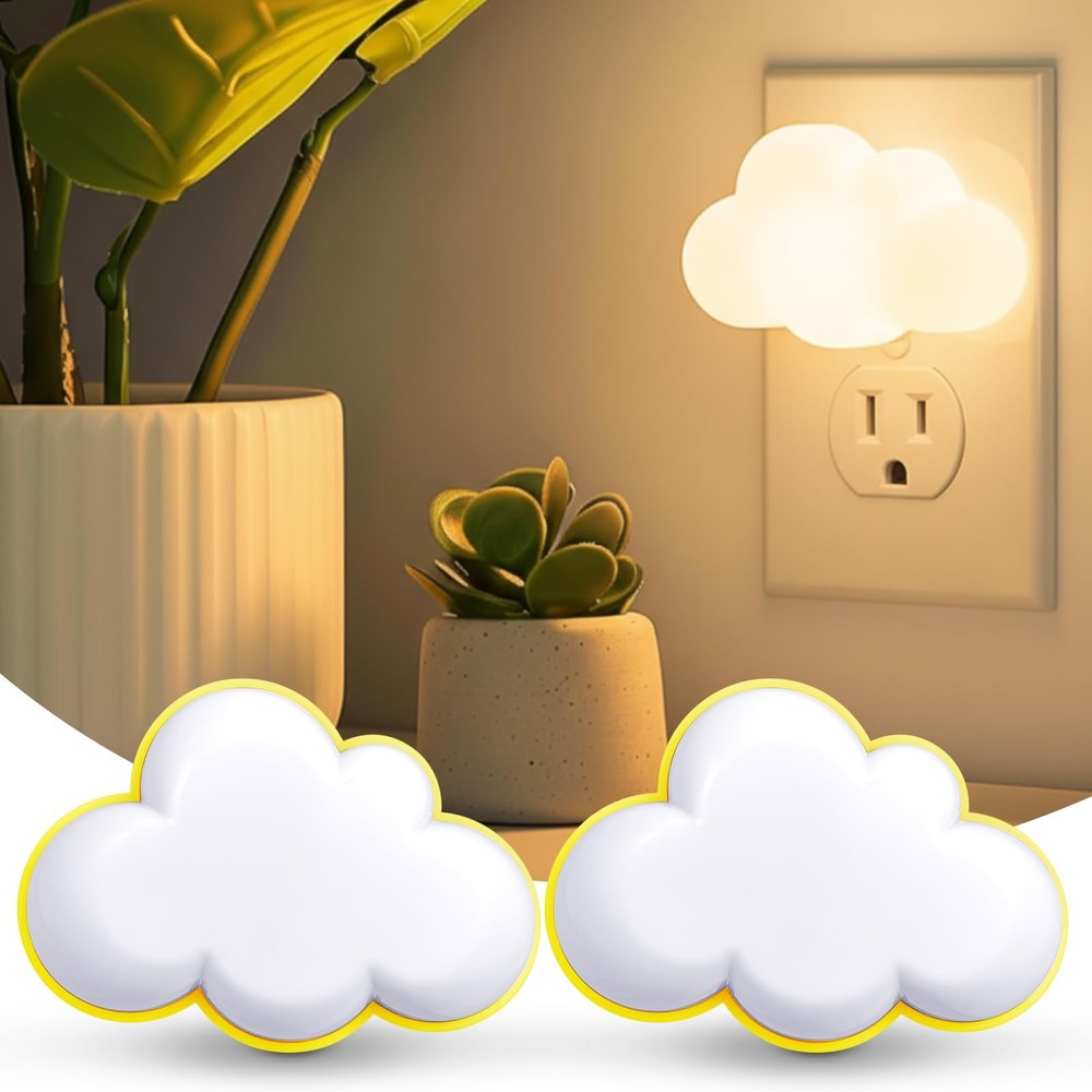 Mudder 2 Pack Night Light Plug into Wall Soft LED Cloud, Yellow