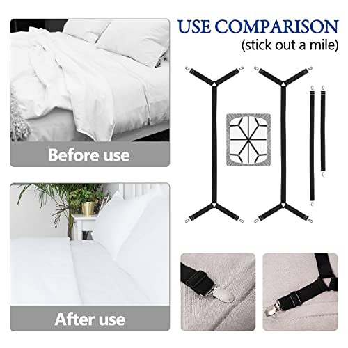 Bed Sheet Straps,Adjustable Elastic Sheet Fasteners,Secure Mattresses Covers