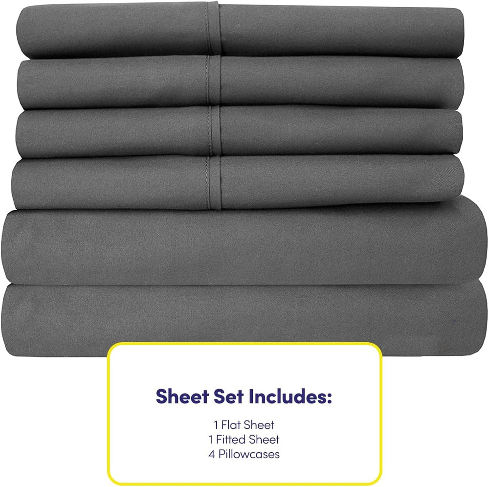 King Size Bed Sheets - 6 Piece 1500 Supreme Collection Fine Brushed Microfiber D