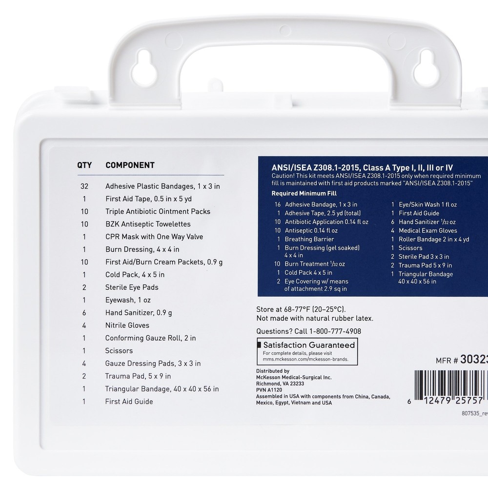 McKesson 25 Person Wall Mount First Aid Kit Plastic Case 6 per Case