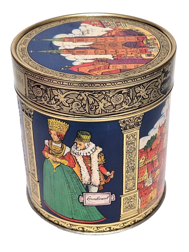 German E. Otto Schmidt Gingerbread Artists Tin with picture panels