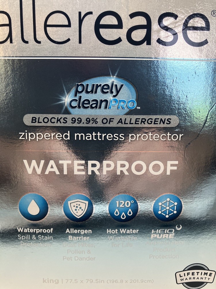 Zippered Mattress Protector, Waterproof Allerease Cover, King New