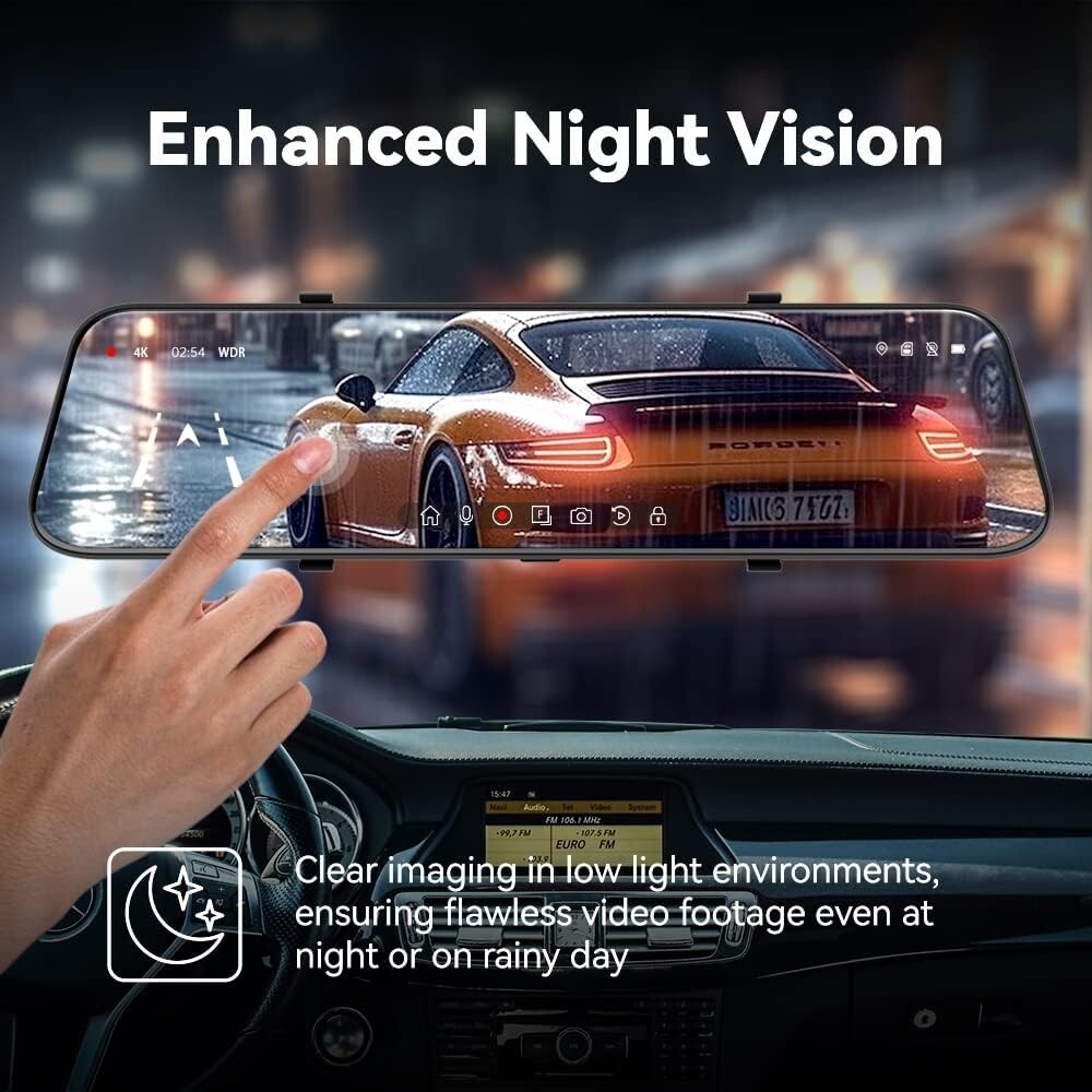 Advanced 4K Dash Cam with Blind Spot Detection - Rearview Mirror Safety Device