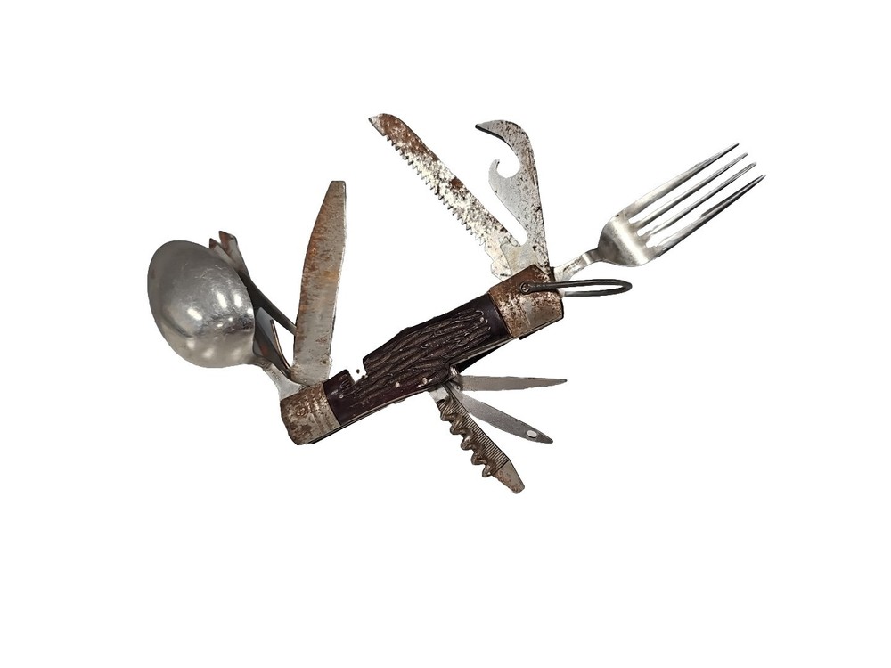 Vintage Foldable FORK/ SPOON/ KNIVES Multi Purpose Outdoor Survival Tool
