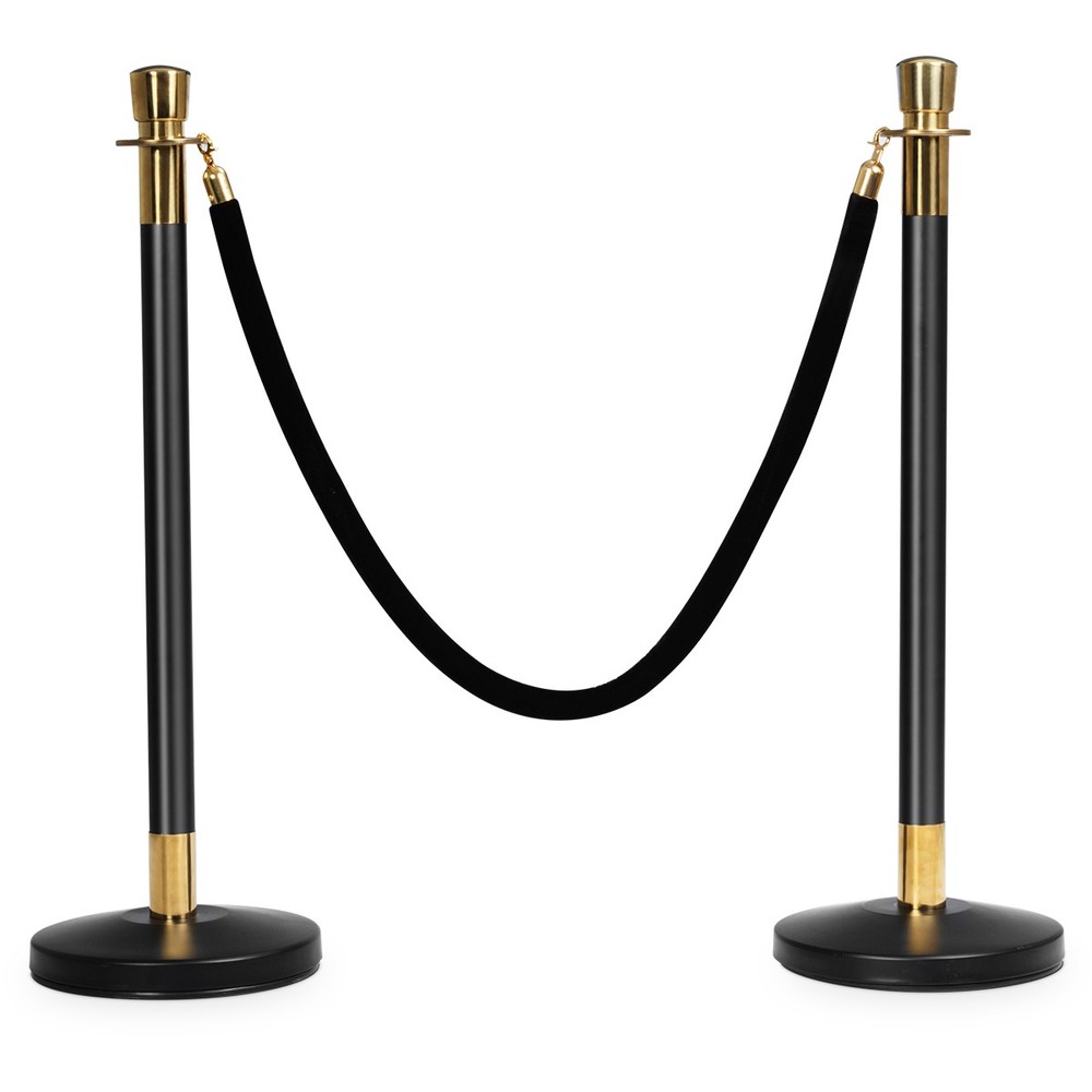 6Pcs Stanchion Posts Crowd Control Barrier Stainless Pole Retractable 3 Ropes