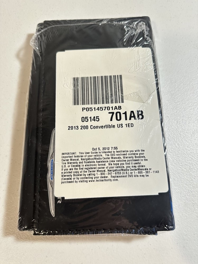 2013 200 Convertible Owners Manual Set Sealed