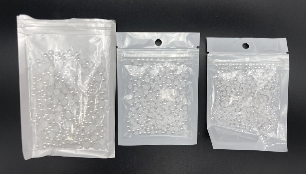 Approx 300 pcs Mixed Size DIY Half Pearl Bead Flat Back Plastic Craft Plastic