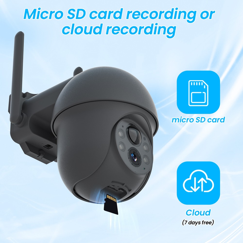 2PACK WiFi Wireless Security Camera System Outdoor Solar Battery Powered 3MP PTZ