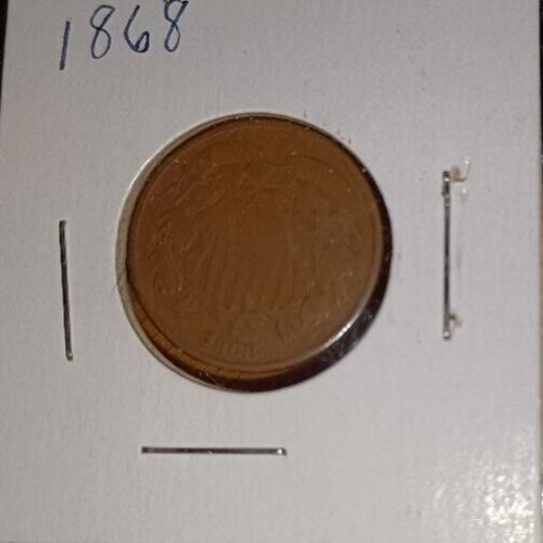 1868 Copper Philadelphia Mint Two Cent Coin